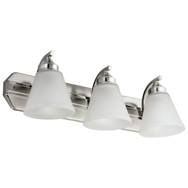 Sunlite 24-in Vanity Fixture Bell Shaped Frosted Glass, 3 Lights, Brushed Nickel Finish 45057-SU - main